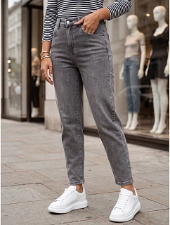 Dámské džíny Mom Fit s elastickým pasem, šedé, FashionStreet UY3100