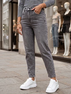 Dámské džíny Mom Fit s elastickým pasem, šedé, FashionStreet UY3100