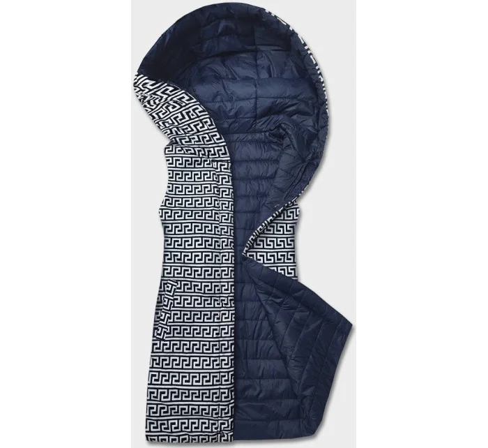 Tmavě modrá oboustranná vesta s kapucí model 18141007 - J.STYLE Tmavě modrá oboustranná vesta s kapucí model 18141007 - J.STYLE