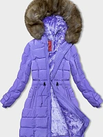 Dámská zimní bunda s kožešinovou podšívkou lila (LHD-23063)