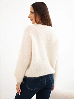 Dámský svetr z 80 % z  s dlouhým rukávem a kulatým výstřihem ecru model 22358337 - K-Fashion