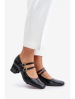 Kožené sandály s pásky na podpatku černé model 21673885 - Laura Messi