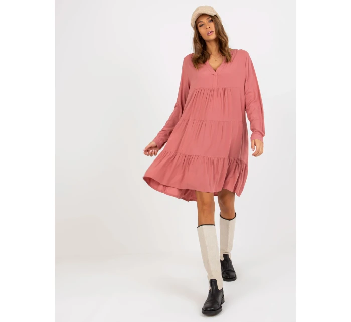 Šaty D73761M30361A tmavě růžové