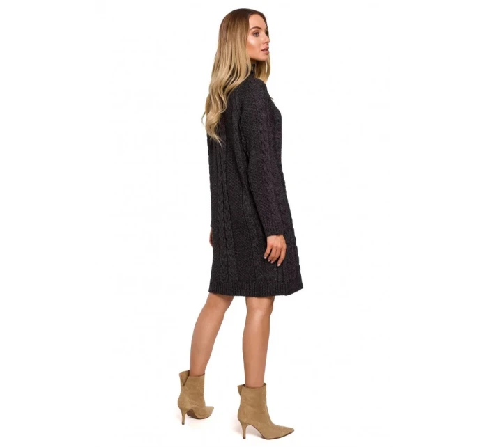 Dámské svetrové šaty s vysokým límcem M635 - Moe