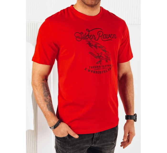 Pánské červené tričko s potiskem FashionStreet RX5364