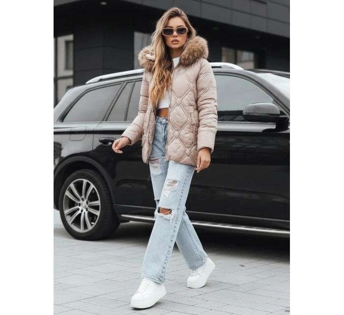 Dámská zimní bunda s kožešinou béžová FashionStreet TY5512