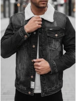 Pánská zateplená džínová bunda s ovčí kůží šedá Dstreet TX4728z