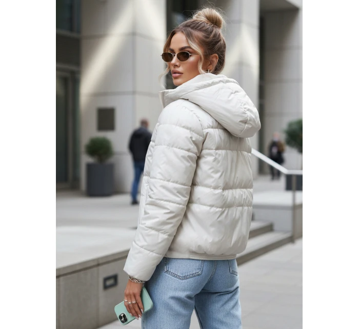 Dámská prošívaná bunda s kapucí světle šedá FashionStreet TY5584