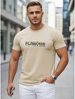 Tshirt męski z nadrukiem beżowy model 22182653 - FashionStreet Tshirt męski z nadrukiem beżowy model 22182653 - FashionStreet