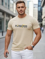 Pánské bavlněné tričko se streetwearovým potiskem béžové FashionStreet NX0145R