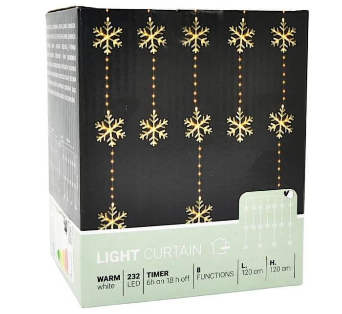 Světelný závěs 120x120 CM 232LED COOL WHITE SNOW BLOWS
