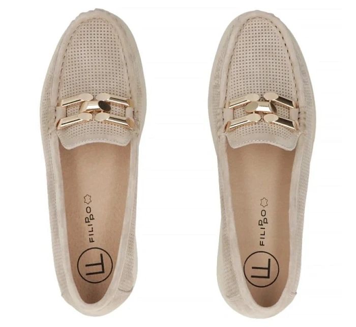 Béžové kožené mokasíny na model 22097362 - FILIPPO Béžové kožené mokasíny na model 22097362 - FILIPPO