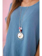 Mušelínová halenka s náhrdelníkem džínovina