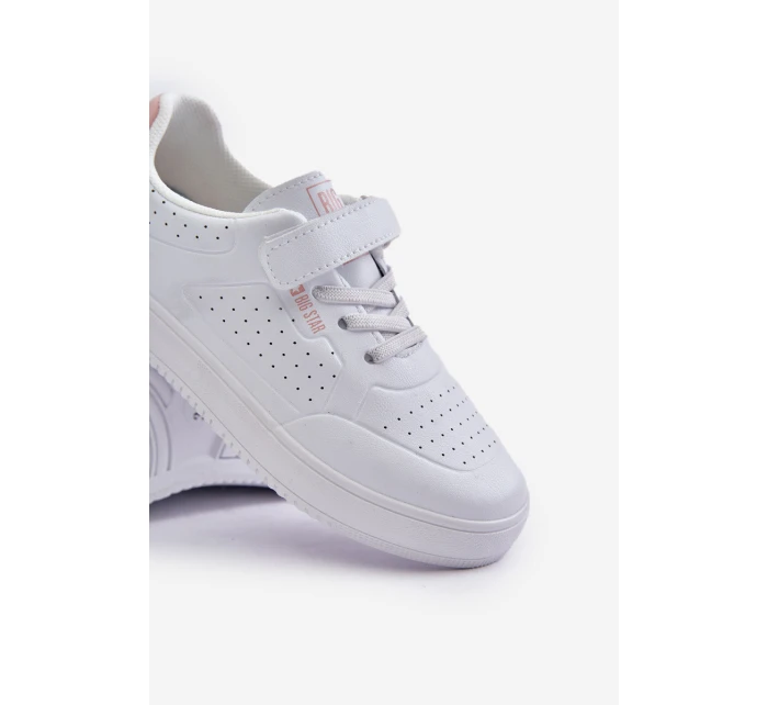 Dětské Tenisky Z Eko Kůže Na Suchý Zip Big Star OO374005 Bílé Dětské Tenisky Z Eko Kůže Na Suchý Zip Big Star OO374005 Bílé