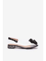 Průhledné sandály na nízkém podpatku s kamínky a ozdobou D&A model 21908359 Černé - S.Barski