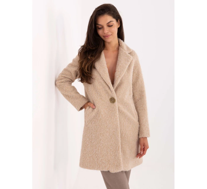 Płaszcz IT PL model 21302374 beżowy - FPrice Płaszcz IT PL model 21302374 beżowy - FPrice