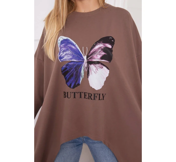 Halenka s oversize potiskem mocca