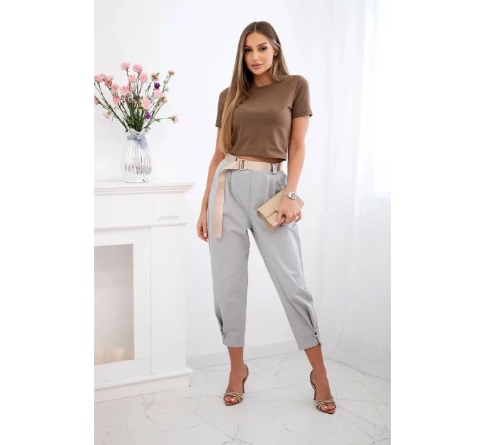 Kalhoty Summer Punto se zapínáním na nohavice šedý Kalhoty Summer Punto se zapínáním na nohavice šedý
