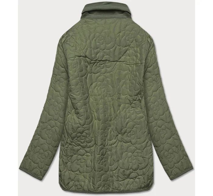 Tenká zelená dámská bunda s ozdobným prošíváním (JIN226) Tenká zelená dámská bunda s ozdobným prošíváním (JIN226)