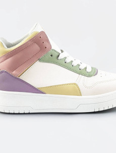 Bílo-pastelové kotníkové dámské tenisky sneakers (WH2122)