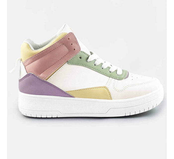Bílo-pastelové kotníkové dámské tenisky sneakers (WH2122)