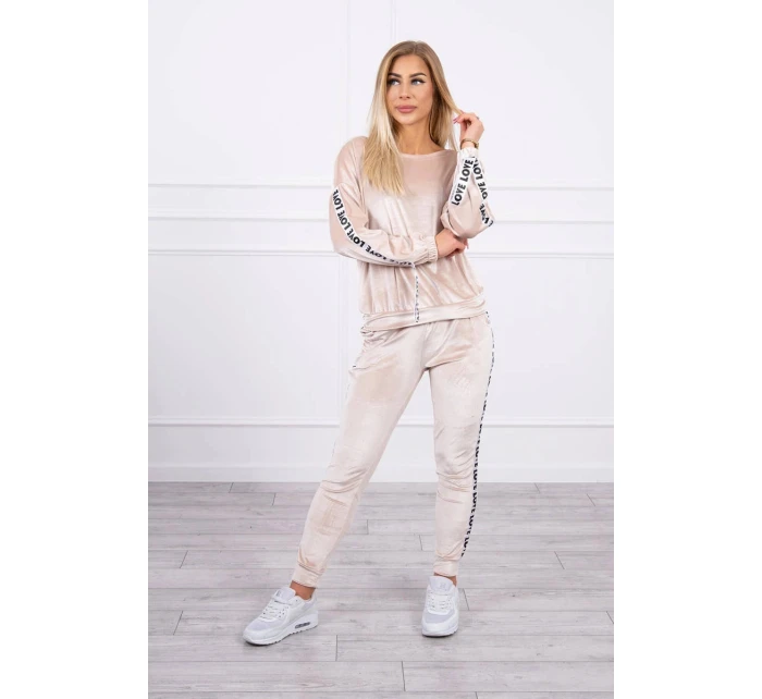 model 21753114 béžová velurová sada - K-Fashion
