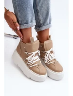 Zazoo 3416 Kožené Dámské Sportovní Boty Beige