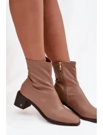 Dámské kotníkové boty na podpatku Vinceza 23-10791 Béžové