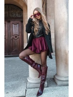 Dámské kozačky na jehlovém podpatku s páskem bordó model 21744541 - Boto