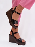 Dámské sandály na platformě Eko kůže Černé Parilisse