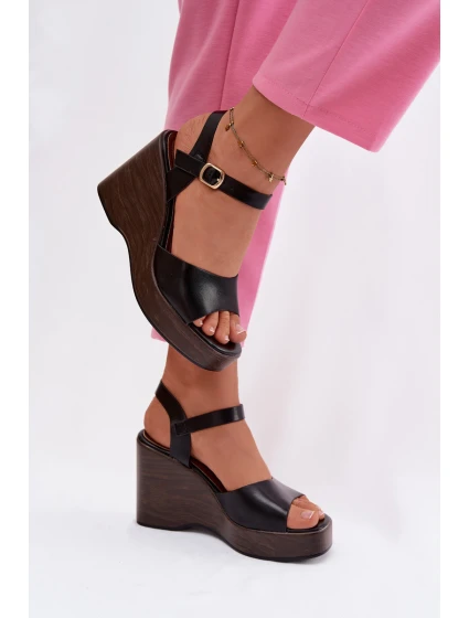 Dámské sandály na platformě Eko kůže Černé Parilisse Dámské sandály na platformě Eko kůže Černé Parilisse