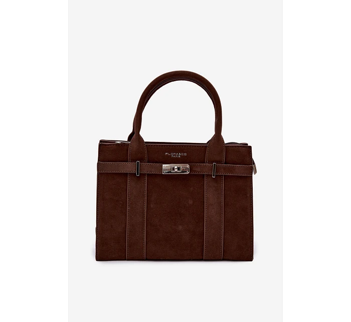 Kabelka typu Kufr z imitace semiše čokoládová Noressa