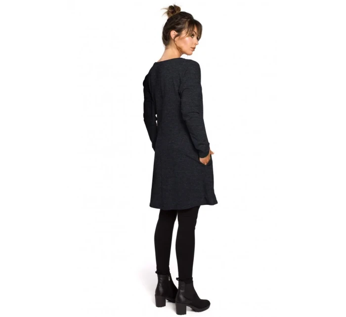 B042 Tunika s předním rozparkem - černá