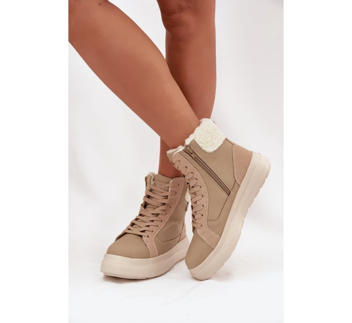 Dámské zimní boty s kožíškem Lee Cooper – béžové