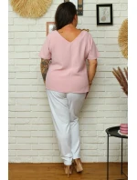 Dámská halenka pudrově růžová model 18398596 - Karko Dámská halenka pudrově růžová model 18398596 - Karko