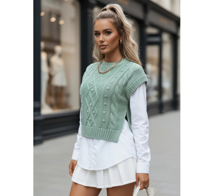 Dámský svetr 2 v 1 s bílou košilí mint Dstreet model 21971136 - FashionStreet