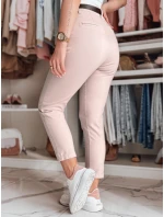 Dámské kalhoty slim fit s páskem TAIRONIK růžové FashionStreet UY2548