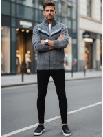 Pánský rozepínací svetr světle šedý Dstreet model 21995393 - FashionStreet