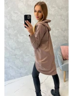 Mikina s dlouhými zády a kapucí mocca