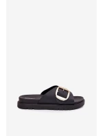 Dámské Pantofle Na Platformě Se Zlatou Přezkou Černé model 21702684 - Boto Dámské Pantofle Na Platformě Se Zlatou Přezkou Černé model 21702684 - Boto