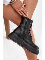 Dámské workery s podšívkou na platformě s ozdobným detailem  Černé model 21708513 - VINCEZA