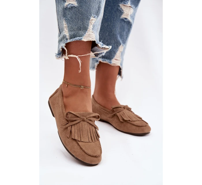 Dámské mokasíny s třásněmi světle hnědé model 21915087 - Boto Dámské mokasíny s třásněmi světle hnědé model 21915087 - Boto