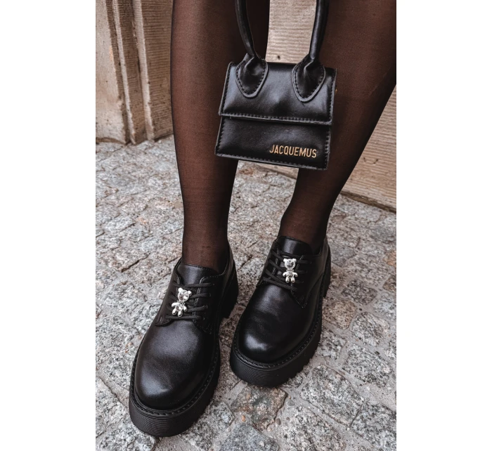 Dámské polobotky s připínacím doplňkem z eko kůže Laurea – černé