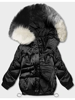 Krátká bunda oversize černá (H-1109-01)
