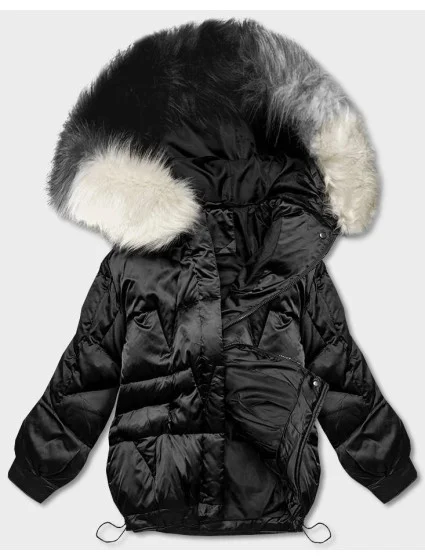 Černá krátká oversize bunda (H-1109-01) Černá krátká oversize bunda (H-1109-01)