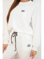 Dámský komplet z viskózy s mikinou a kalhotami ecru masełkowy