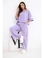 Dámský máslový komplet z viskózy mikina a široké kalhoty světle fialový Dámský máslový komplet z viskózy mikina a široké kalhoty světle fialový