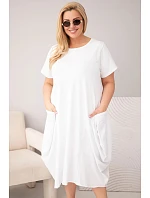 Dámské šaty Plus Size bavlněné s kapsami bílá