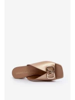 Elegantní dámské sandály na podpatku model 21647439 zlaté - Laura Messi