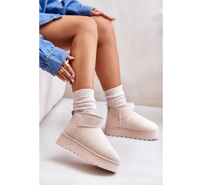 Dámské Sněhule Na Platformě Zateplené Kožíškem Světle Béžové model 21672090 - Boto Dámské Sněhule Na Platformě Zateplené Kožíškem Světle Béžové model 21672090 - Boto